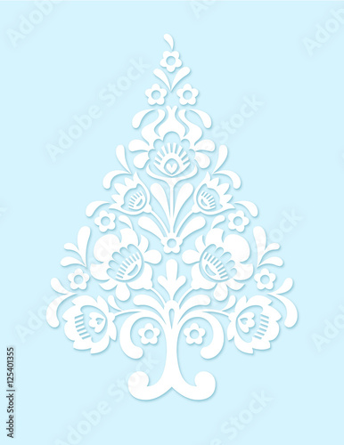 Polish folk paper-cut christmas tree decor