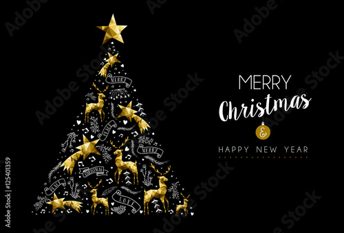 Gold Christmas tree holiday decoration ornaments
