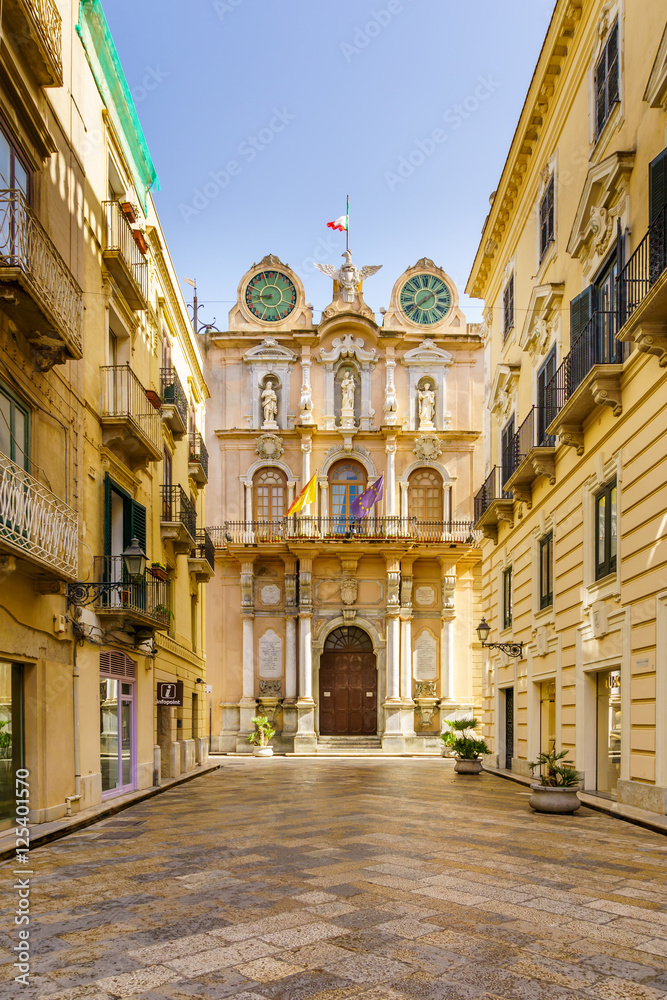 Palazzo Cavarretta (Town Hall) in Trapani. Sicily, Italy
