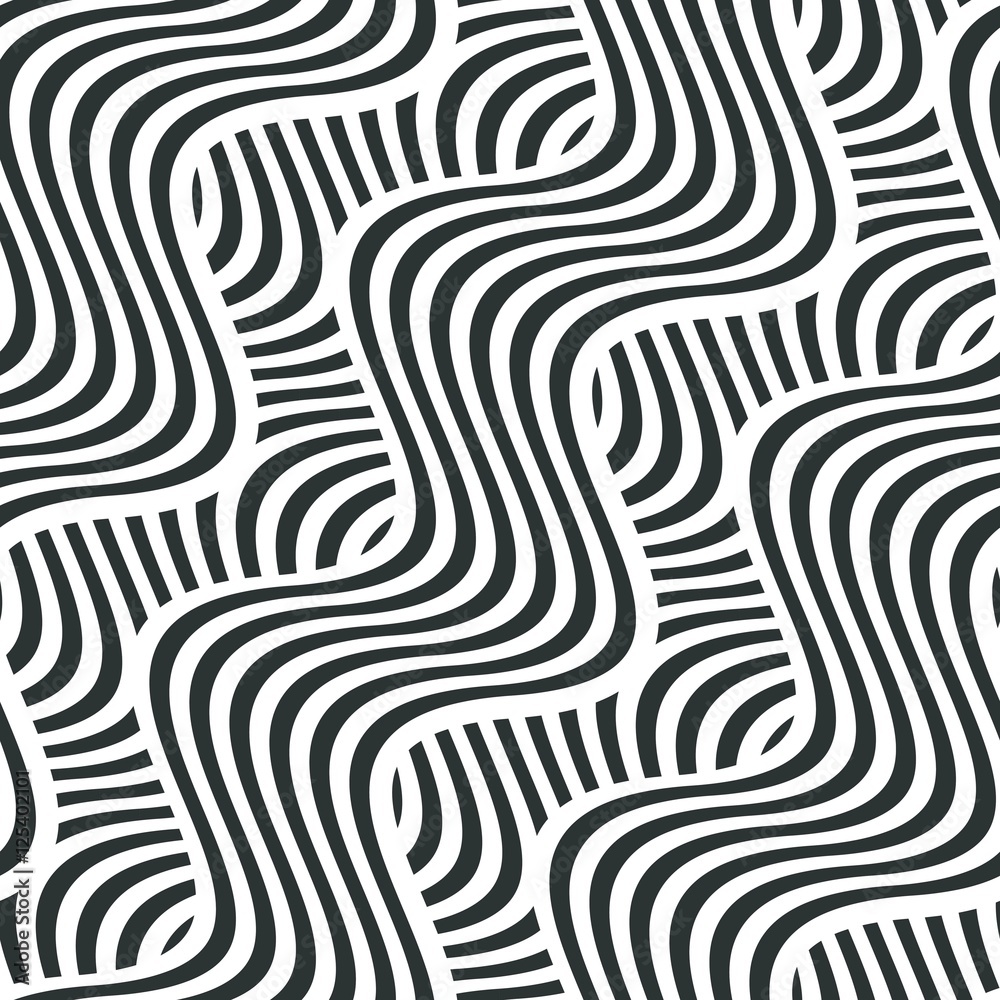 Vector seamless texture. Modern geometric background. Repeating pattern with wavy lines.