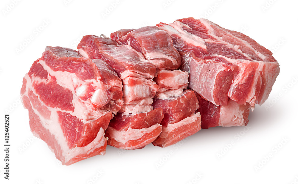 Raw pork belly slices