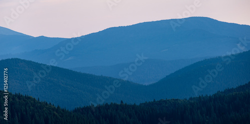 View to the carpathian mountains from forest © Martins Vanags