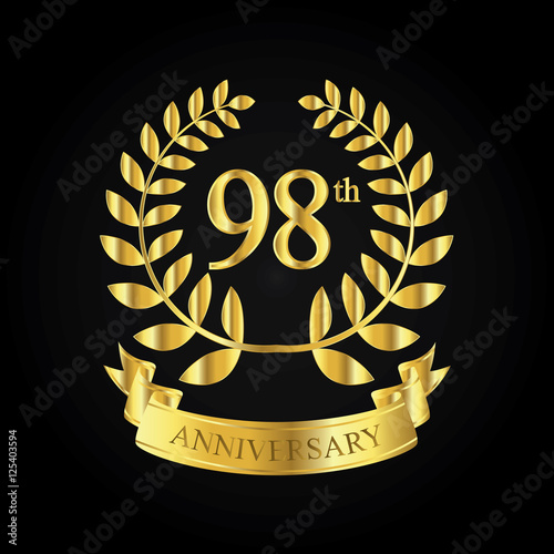 98th golden anniversary logo, first celebration with ribbon