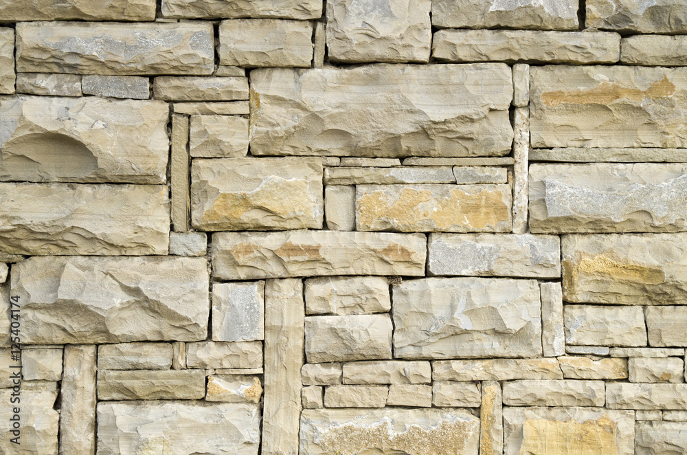 Colorful stone wall closeup