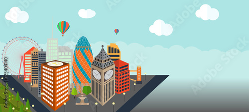 UK, Silhouette London city background. Vector Illustration.