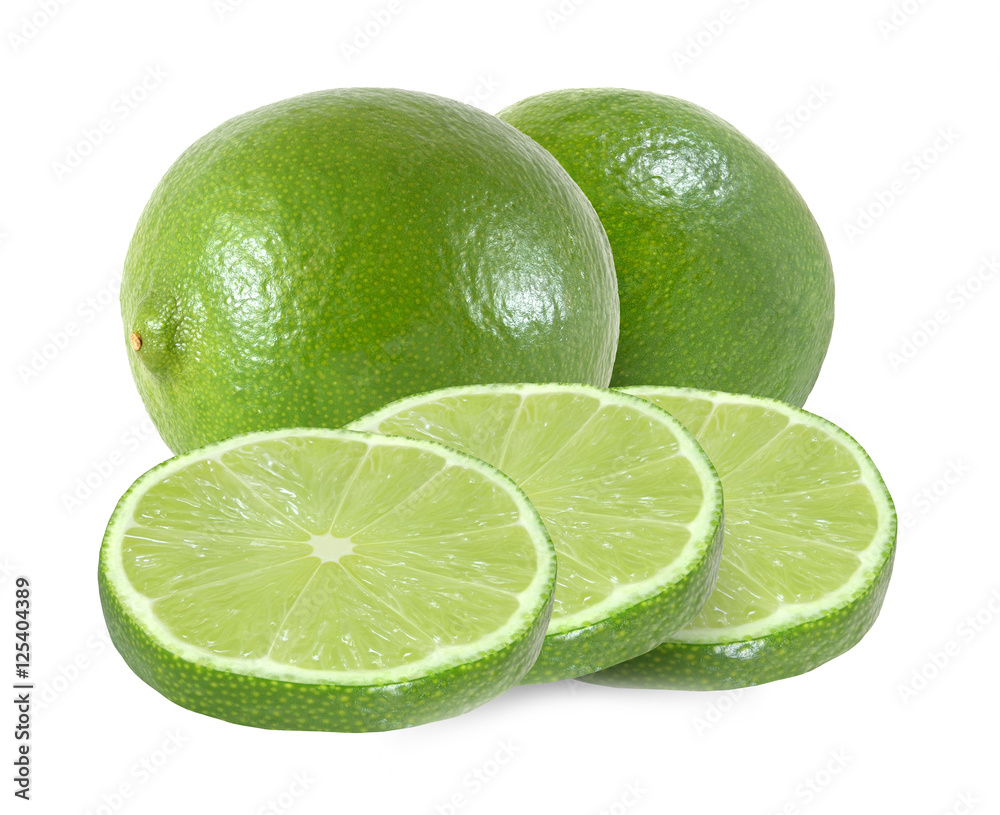 lime fruit slices isolated on a white background with clipping path lime fruit slices isolated on a white background with clipping path