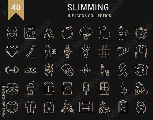 Set Vector Flat Line Icons Slimming