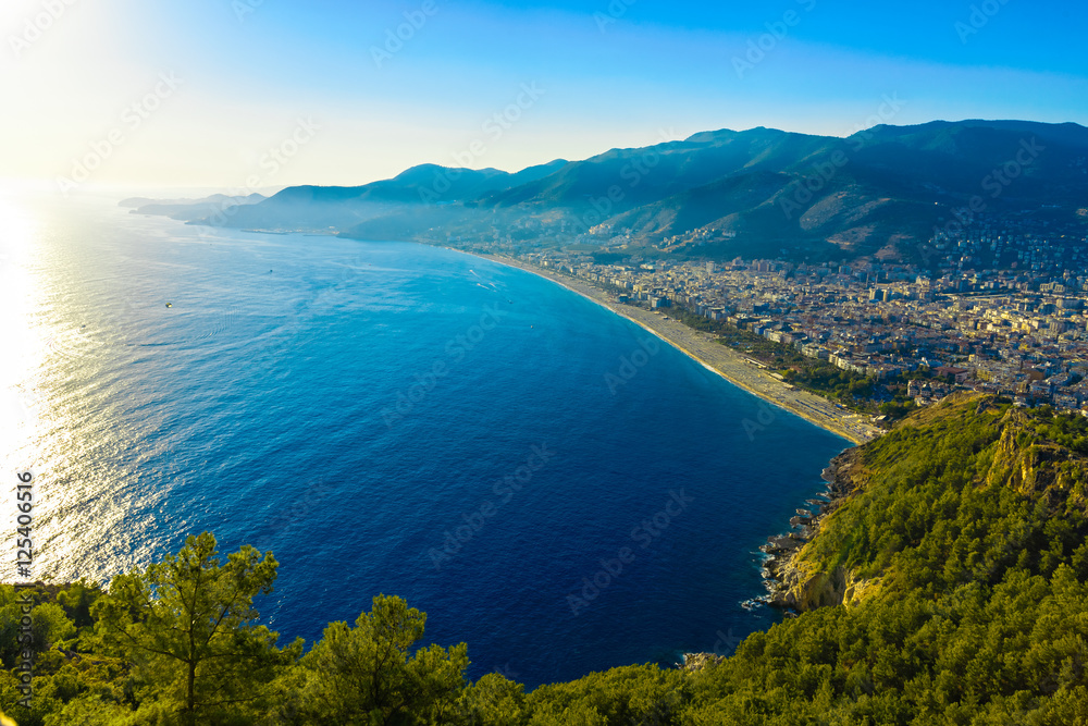 View on city beach in Alanya