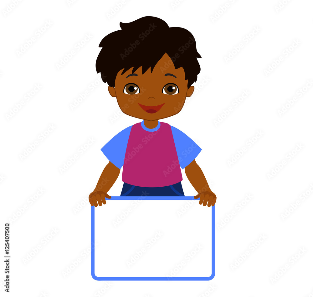Boy with Signs. Frame Board. Child meeting frame white board. Boy with Signs. Frame Board. Child meeting frame white board.