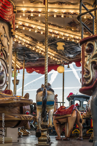 Carousel in amusement park.