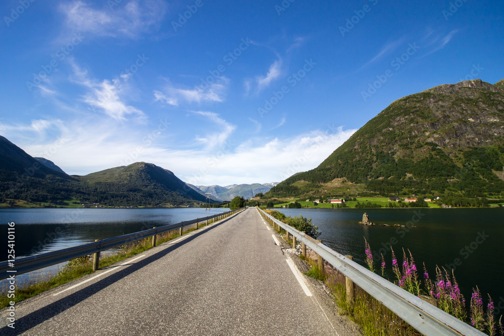 Kjosnesfjord on Jolstravatnet lake in Norway