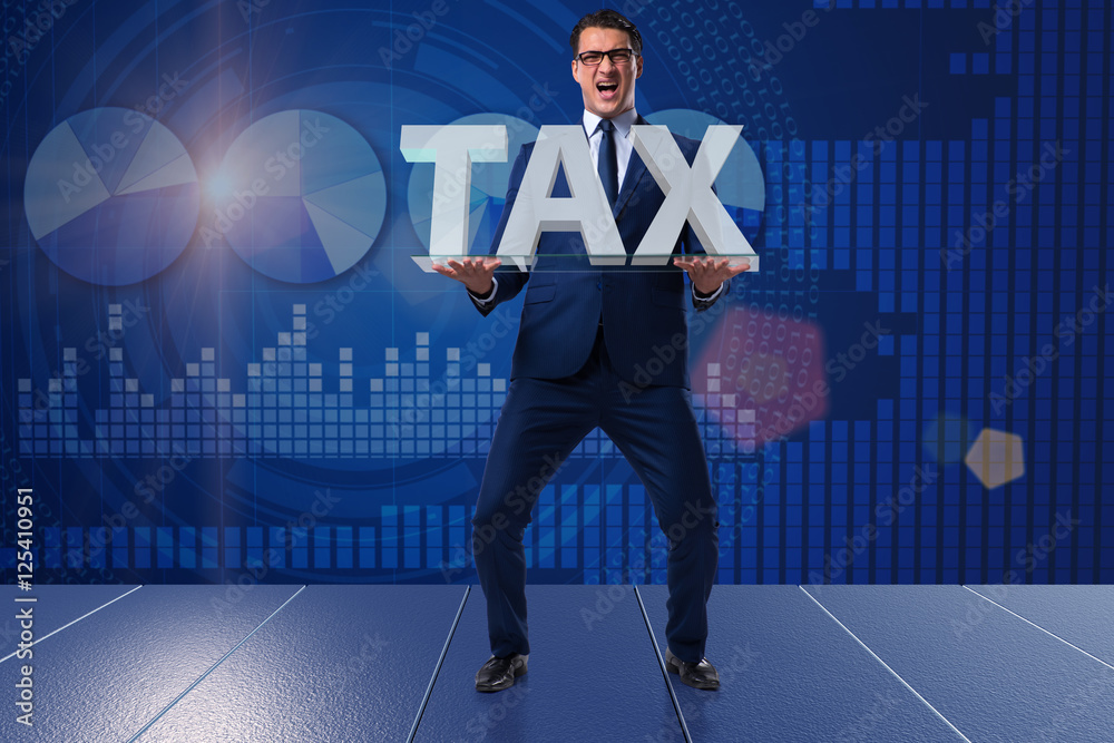 Man under the burden of tax payments Man under the burden of tax payments