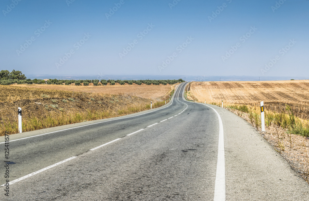 Long asphalt road.