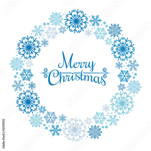 Christmas snowflakes wreath vector isolated on white background