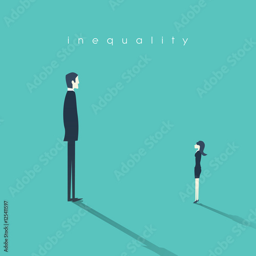 Business gender inequality concept with businessman and businesswoman symbol.