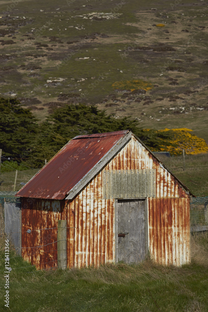Farm buildings at Carcass Island Settlement in the Falkland Islands. Farm buildings at Carcass Island Settlement in the Falkland Islands.