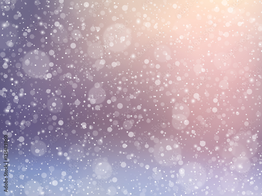 Falling snow effect. Winter festive background. Vector Illustration