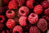 Sweet fresh raspberry fruit, summer fruit, raspberry crop, close-up , ripe raspberries