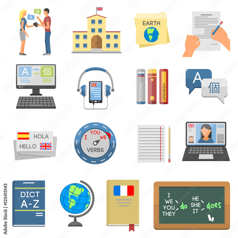 Fototapeta premium Languages education and school learning vector.