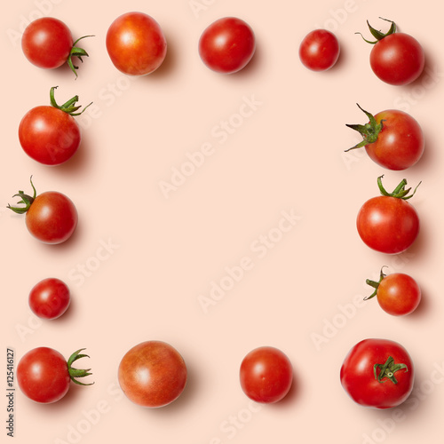 The rectangular frame of cherry tomatoes isolated