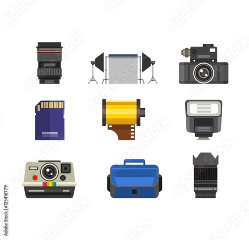 Photo studio icons vector set.