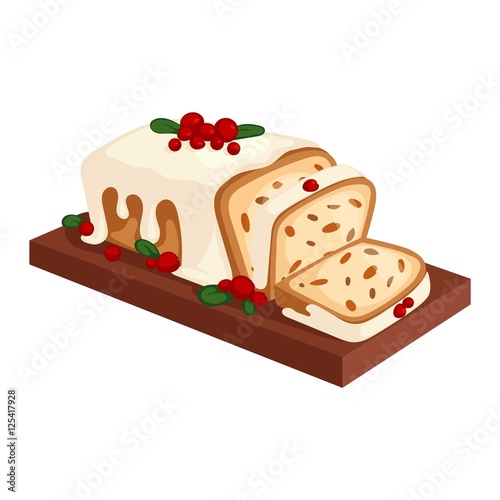 Christmas cake isolated vector icon
