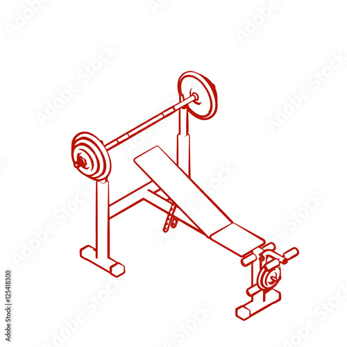 Exercise machine.Isolated on white background.Vector outline ill