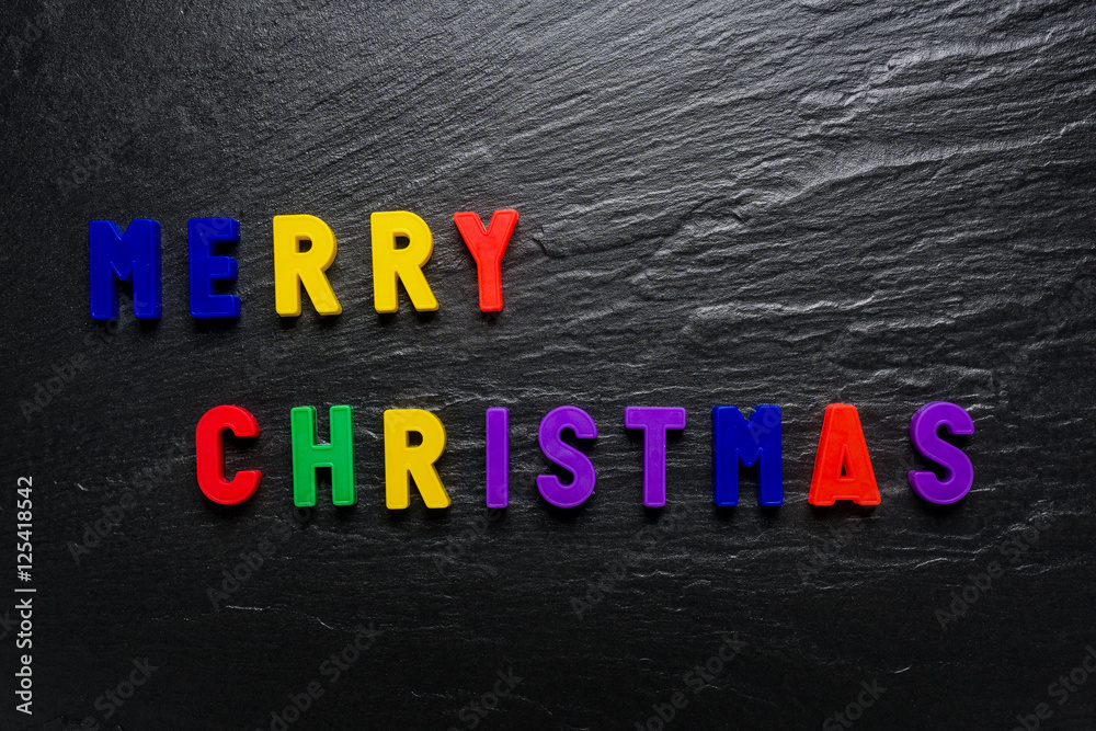 Obraz premium Merry Christmas - Black Slate Texture Background - Stone - Grung