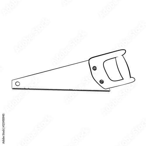Hand saw.Isolated on white background. Vector outline illustrati