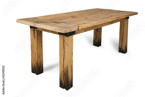 wooden table white background