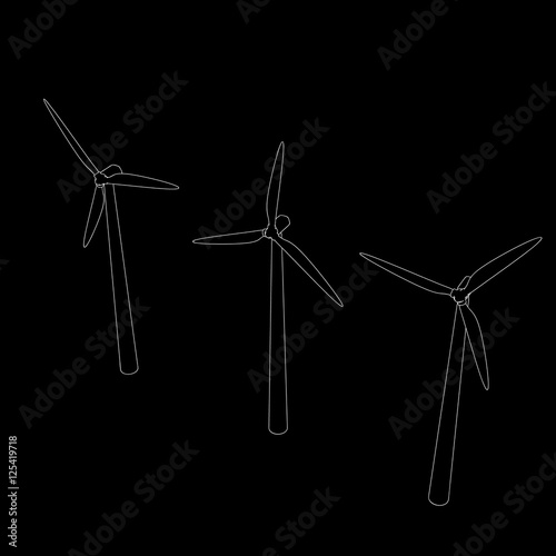 Wind turbin set.Isolated on...