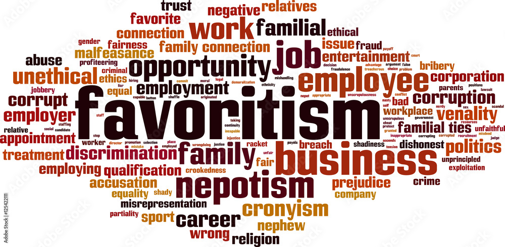 Obraz premium Favoritism word cloud concept. Vector illustration