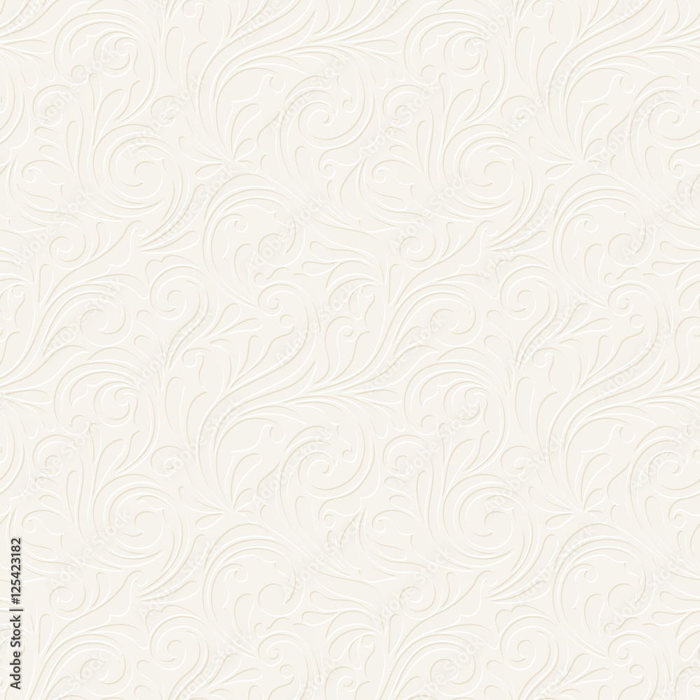 Vector vintage seamless white floral pattern.