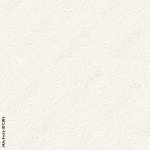 Vector vintage seamless white floral pattern.