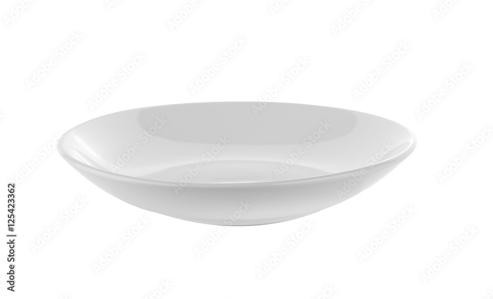 Empty white plate isolated on white background Empty white plate isolated on white background