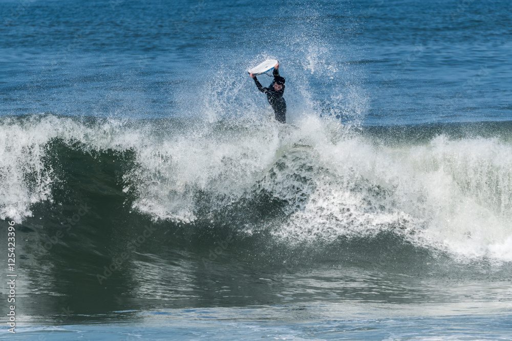 Bodyboarder in action