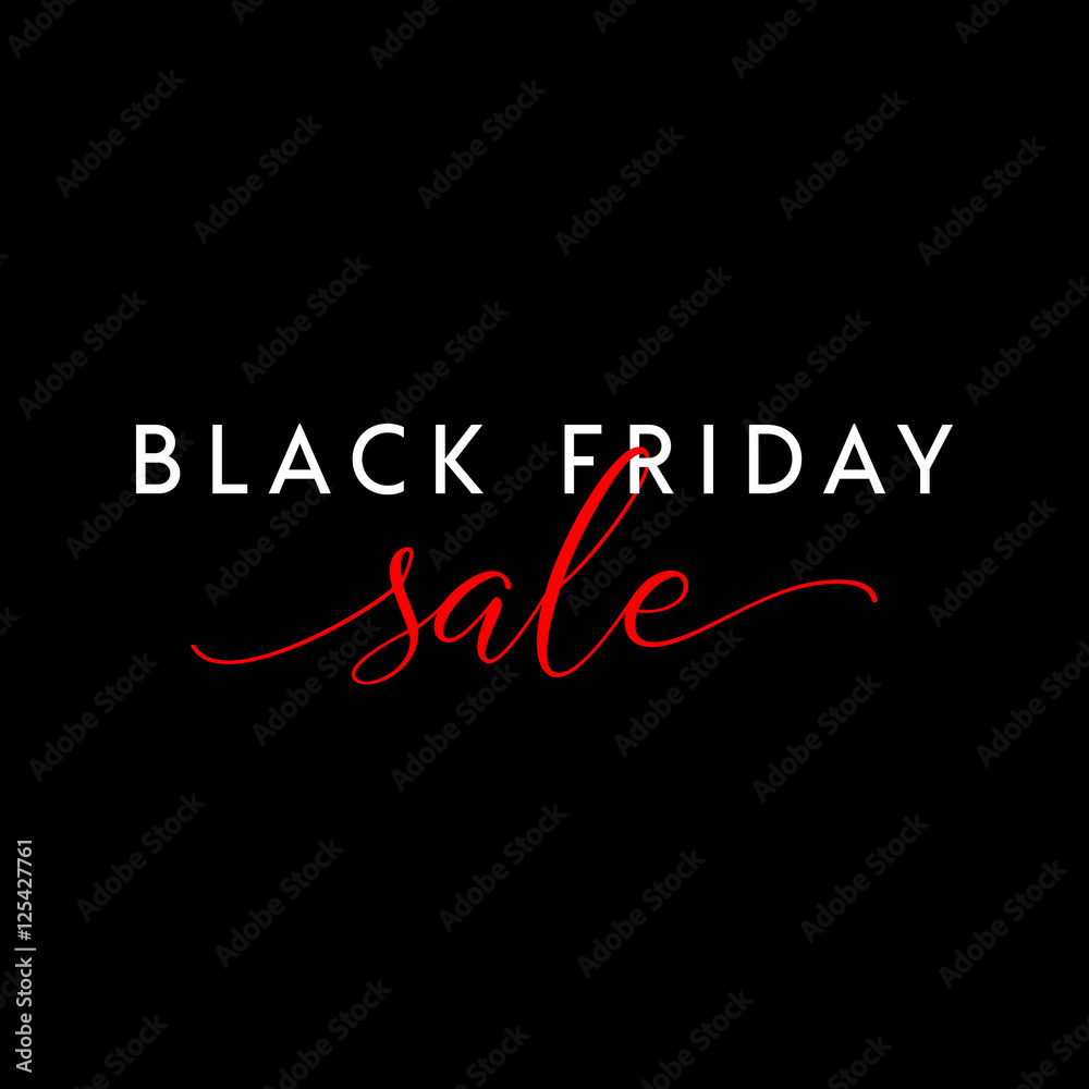 Obraz premium Black Friday Sale illustration for social media banner, ad, newsletter, poster, flyer, website. Typographic vector design.