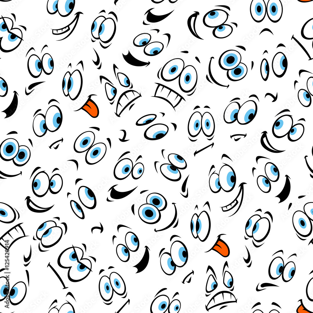 Fototapeta premium Cartoon human face emoticons pattern