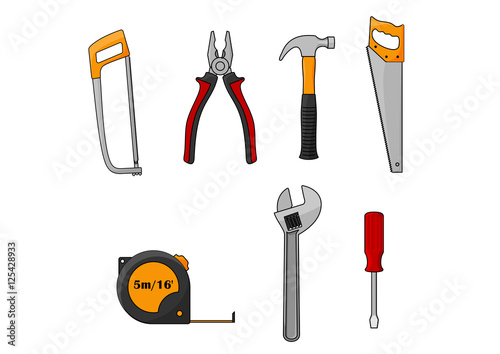 Repair and construction work tools isolated icons