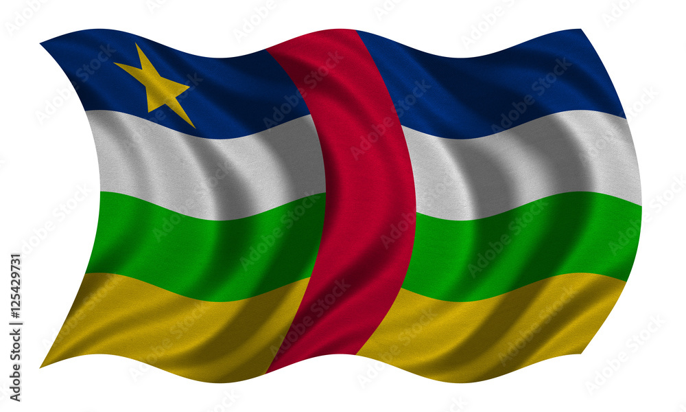 Fototapeta premium Central African Republic flag wavy, fabric texture