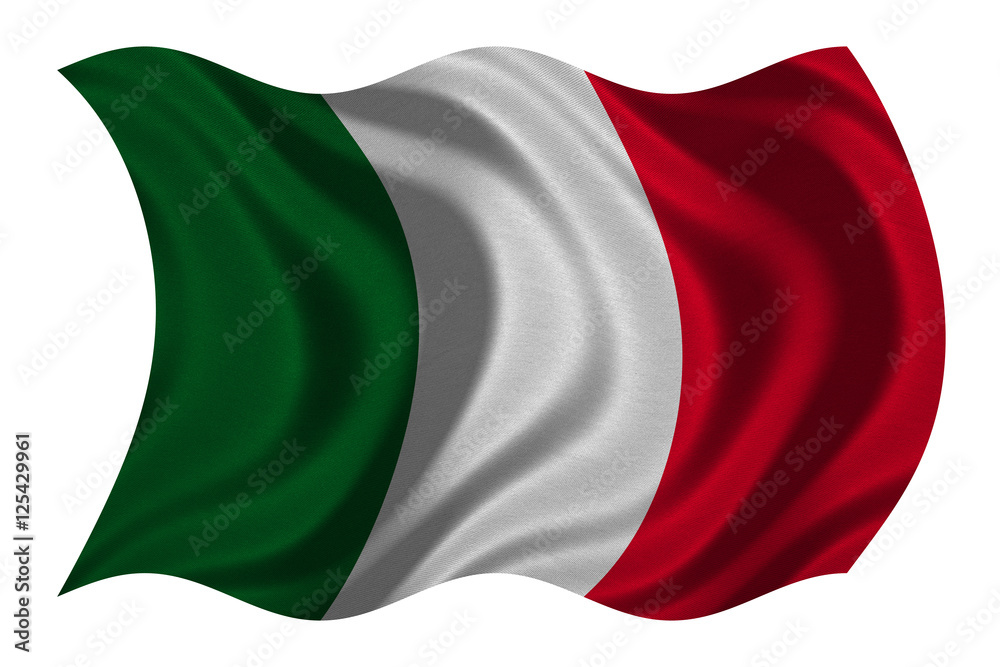 Flag of Italy wavy on white, fabric texture Stock Illustration | Adobe ...