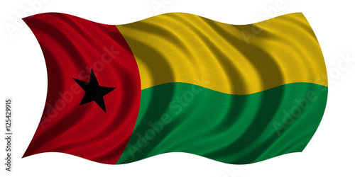 Flag of Guinea-Bissau wavy on white fabric texture
