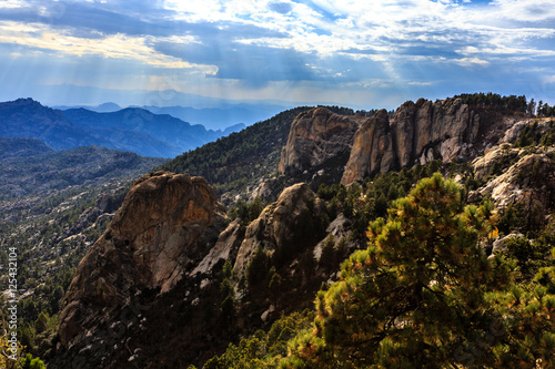 View to the West from Mt Lemmon Rock Fire Lookout, Santa Catalina Mountains, near Tucson, Arizona