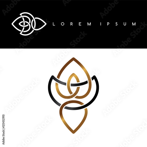 floral gold black abstract floral concept logo logotype