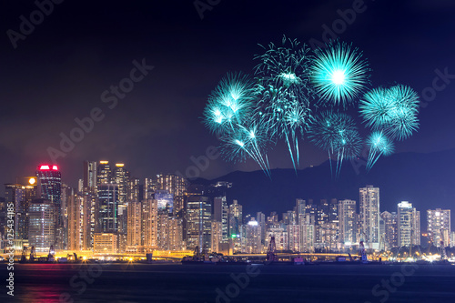 Fireworks Festival over Hong Kong city © geargodz