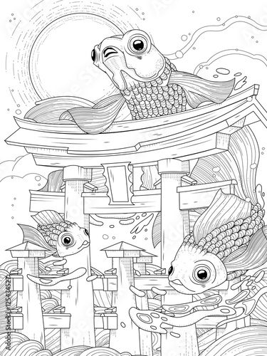 torii and fishes