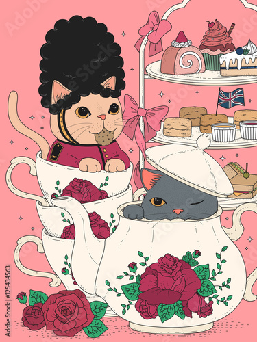 cats having afternoon tea