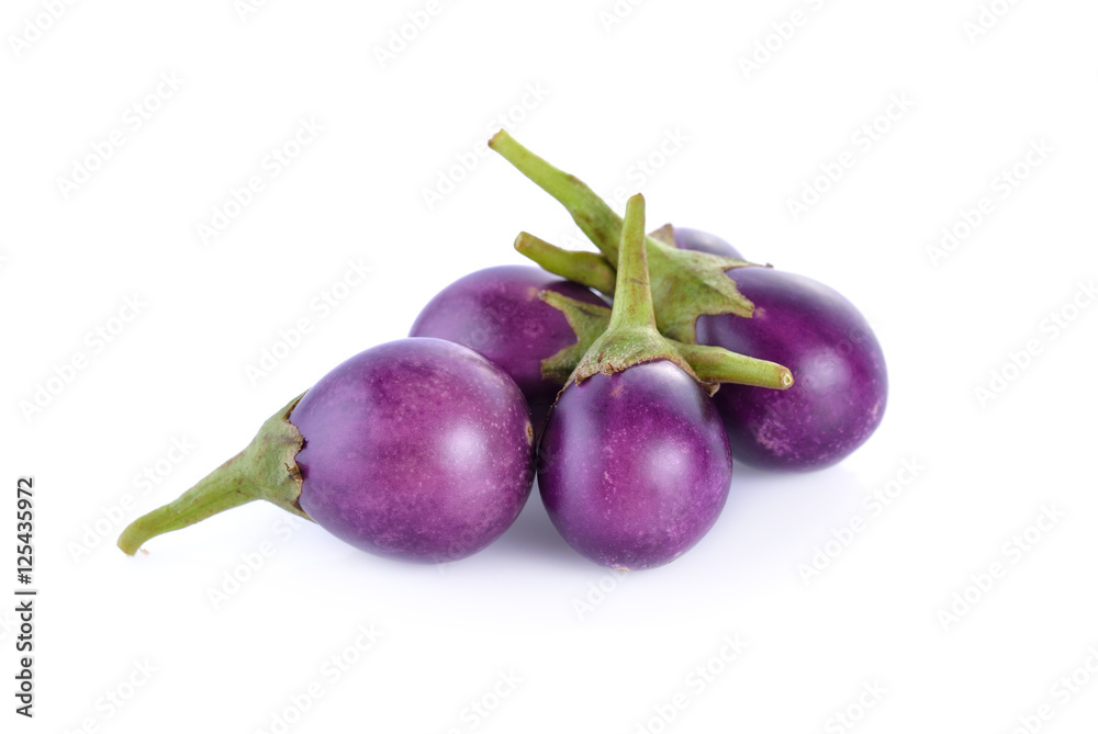 whole eggplant with stem on white background whole eggplant with stem on white background