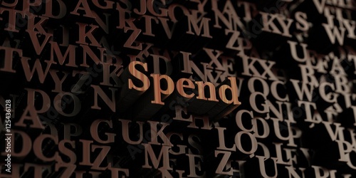 Spend - Wooden 3D rendered letters/message. Can be used for an online banner ad or a print postcard.