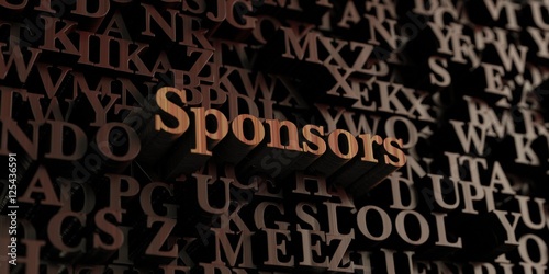 Sponsors - Wooden 3D rendered letters/message. Can be used for an online banner ad or a print postcard.